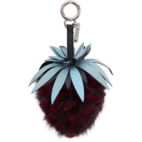 fur keychain fendi|fendi leather keychain.